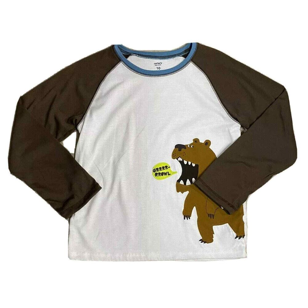 CARTERS GRAPHIC TEE BEAR GRRRR BOYS 10 SUPER COMFY Nwot Longsleeve